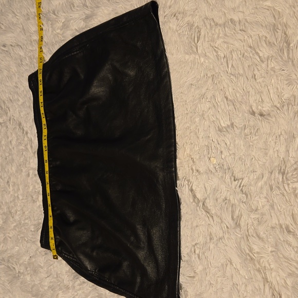 Babaton Women's Size L Black Flagship Mini Skirt Faux Leather Elastic Waist - Picture 5 of 9